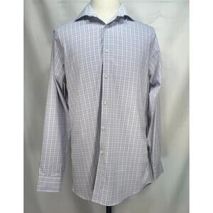 Perry Ellis Check Pattern Button Down Shirt Blue 15.5/34-35